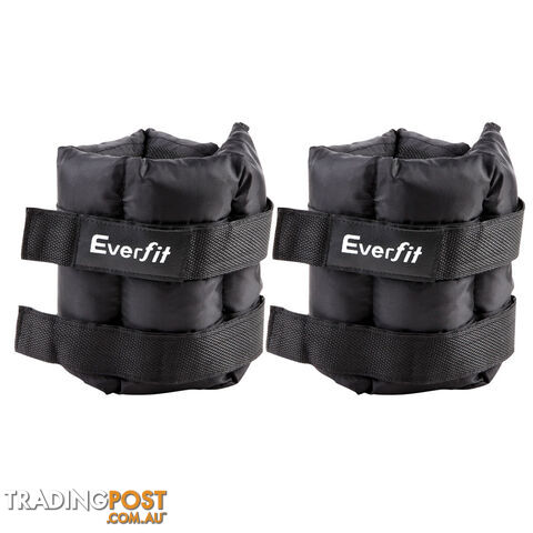 Set of 2 5 kg Wrist Ankle Weights Gym Training w/ Adjustable Pair Strap