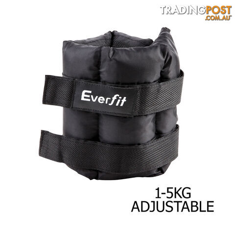 Set of 2 5 kg Wrist Ankle Weights Gym Training w/ Adjustable Pair Strap