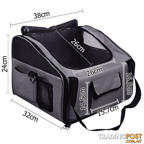 Pet Dog Cat Car Seat Carrier Travel Bag Small Grey