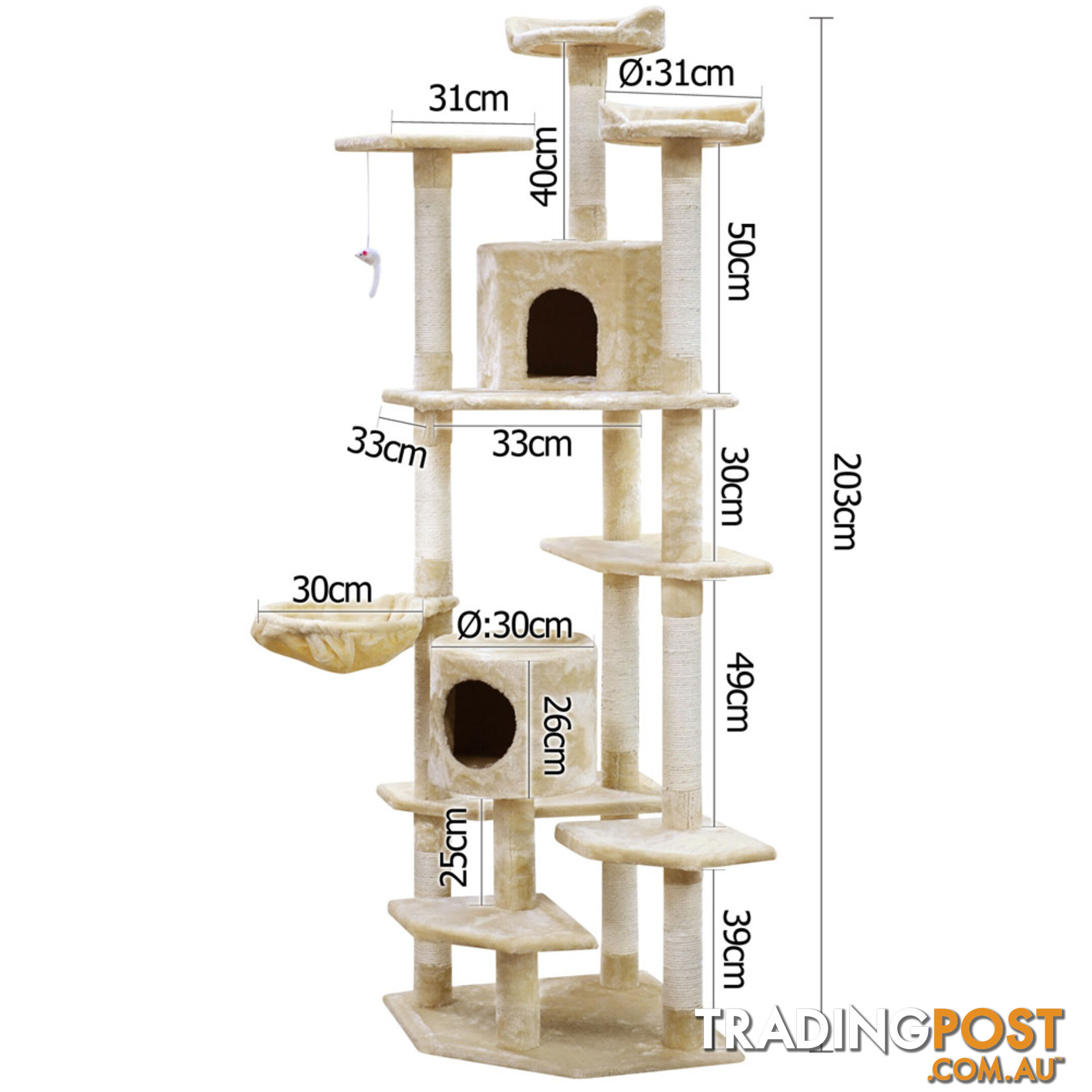 Cat Scratching Poles Post Furniture Tree House Beige