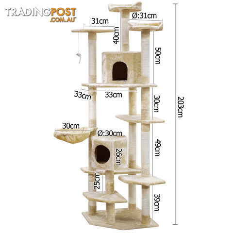 Cat Scratching Poles Post Furniture Tree House Beige