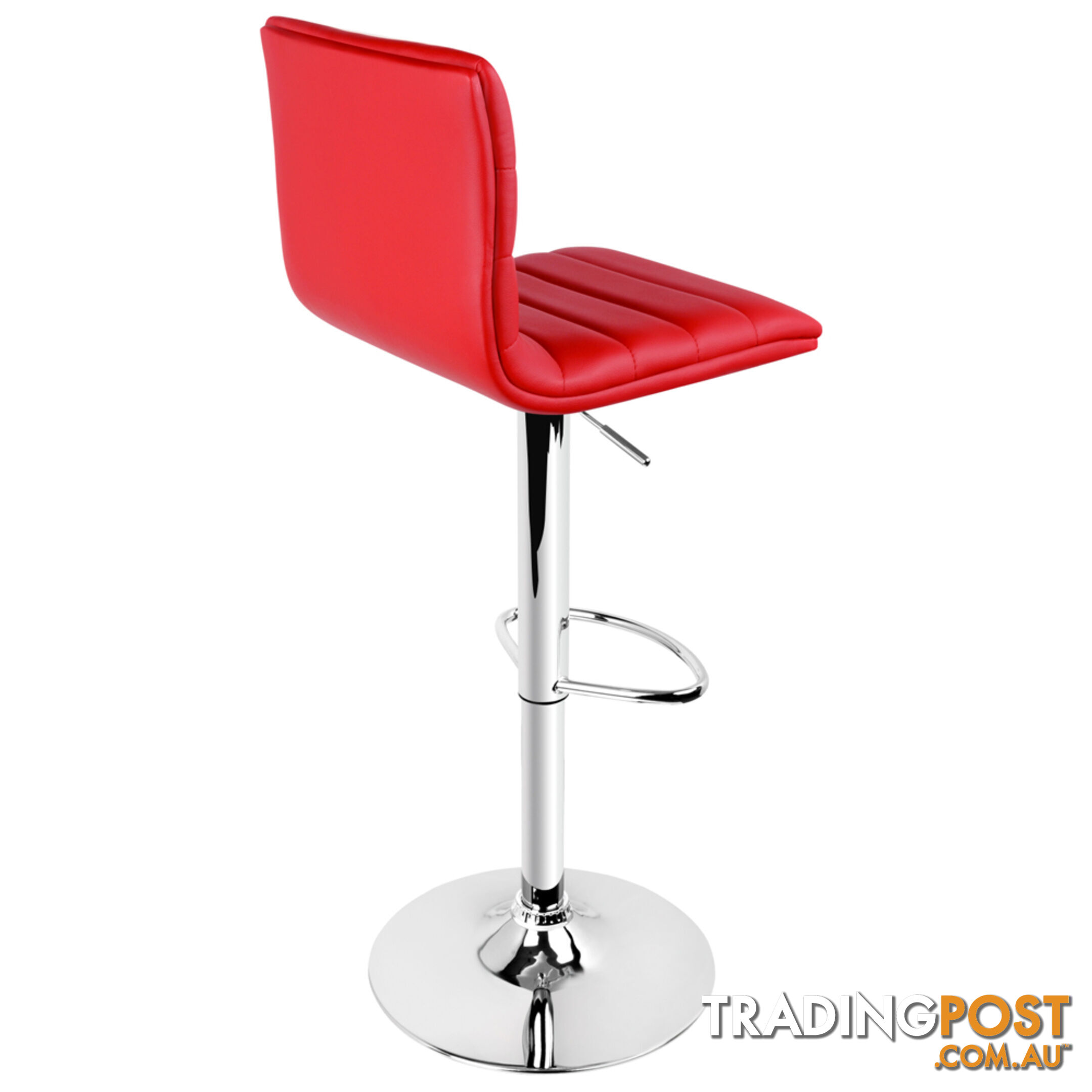 Set of 2 PU Leather Kitchen Bar Stool Red