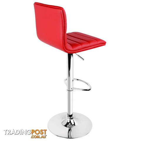 Set of 2 PU Leather Kitchen Bar Stool Red