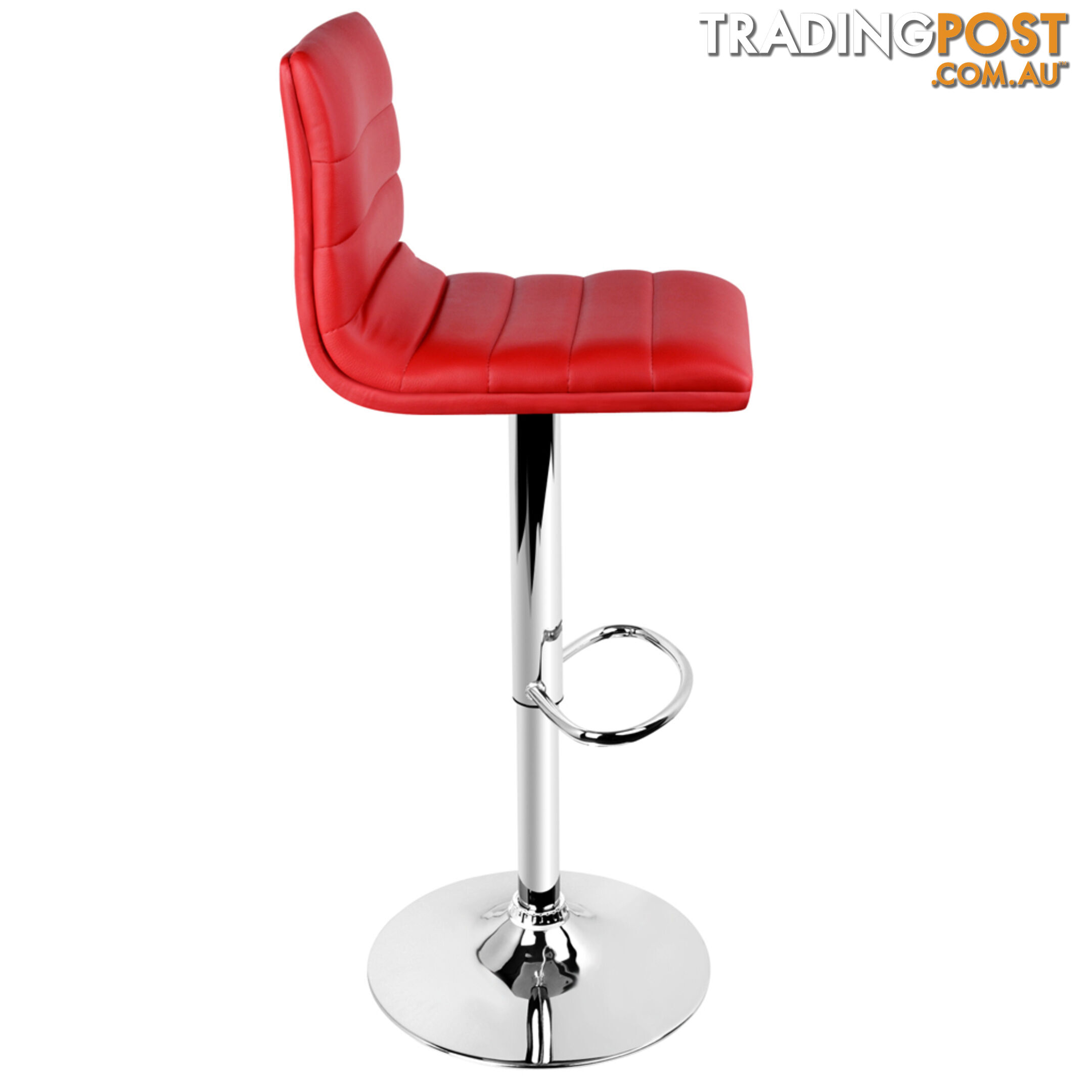 Set of 2 PU Leather Kitchen Bar Stool Red