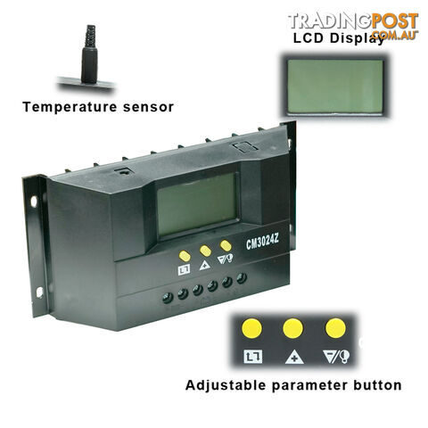 30A 12V-24V LCD Display PWM Solar Panel Regulator Charge Controller Battery Auto