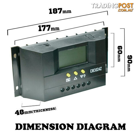 30A 12V-24V LCD Display PWM Solar Panel Regulator Charge Controller Battery Auto