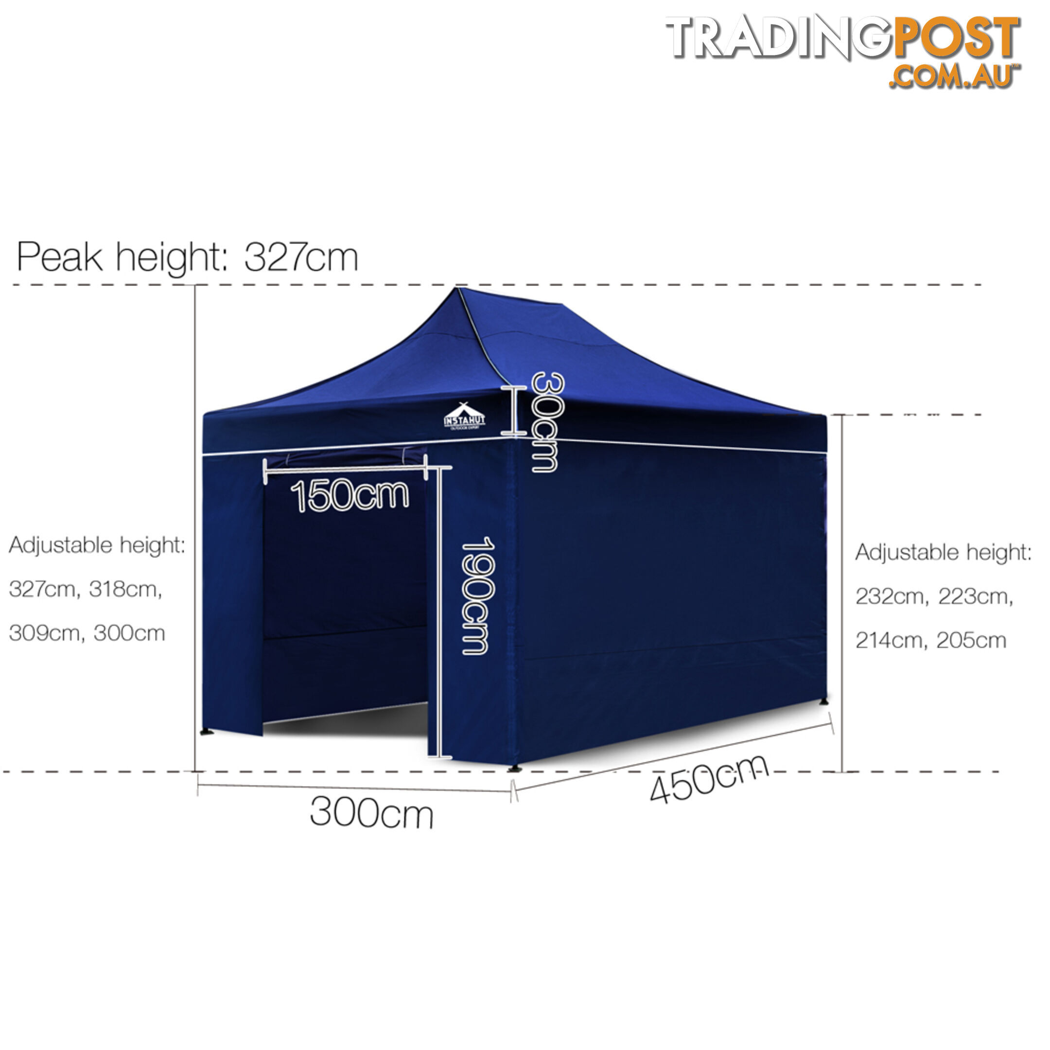 3x4.5 Pop Up Gazebo Hut with Sandbags Blue