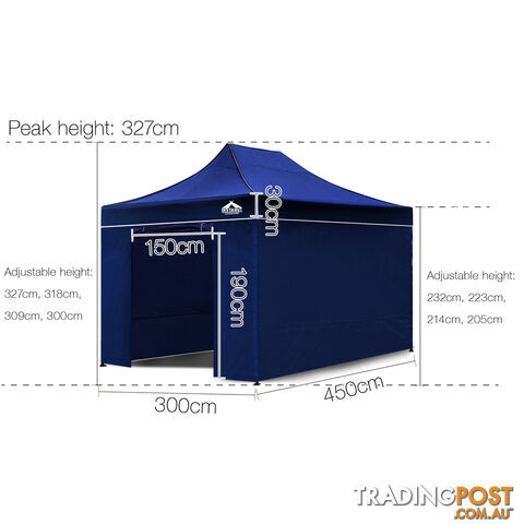 3x4.5 Pop Up Gazebo Hut with Sandbags Blue