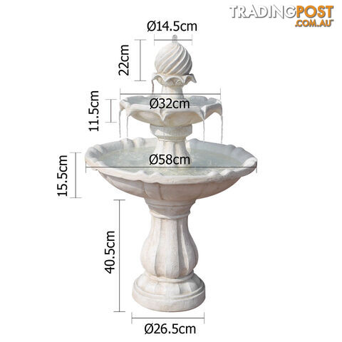 Solar Power Three-Tier Water Fountain Ivory