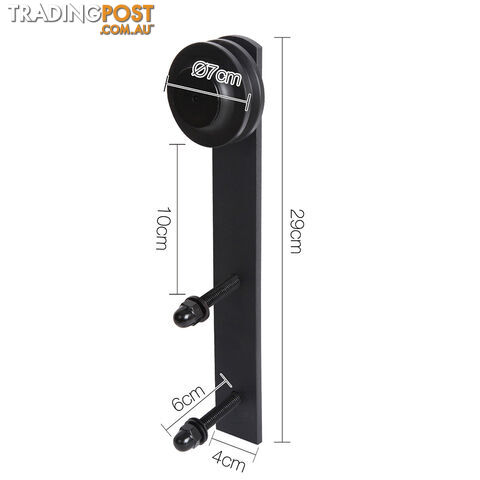 Sliding Barn Door Hardware Track Set Matte Powder Coat Steel Black - 2M