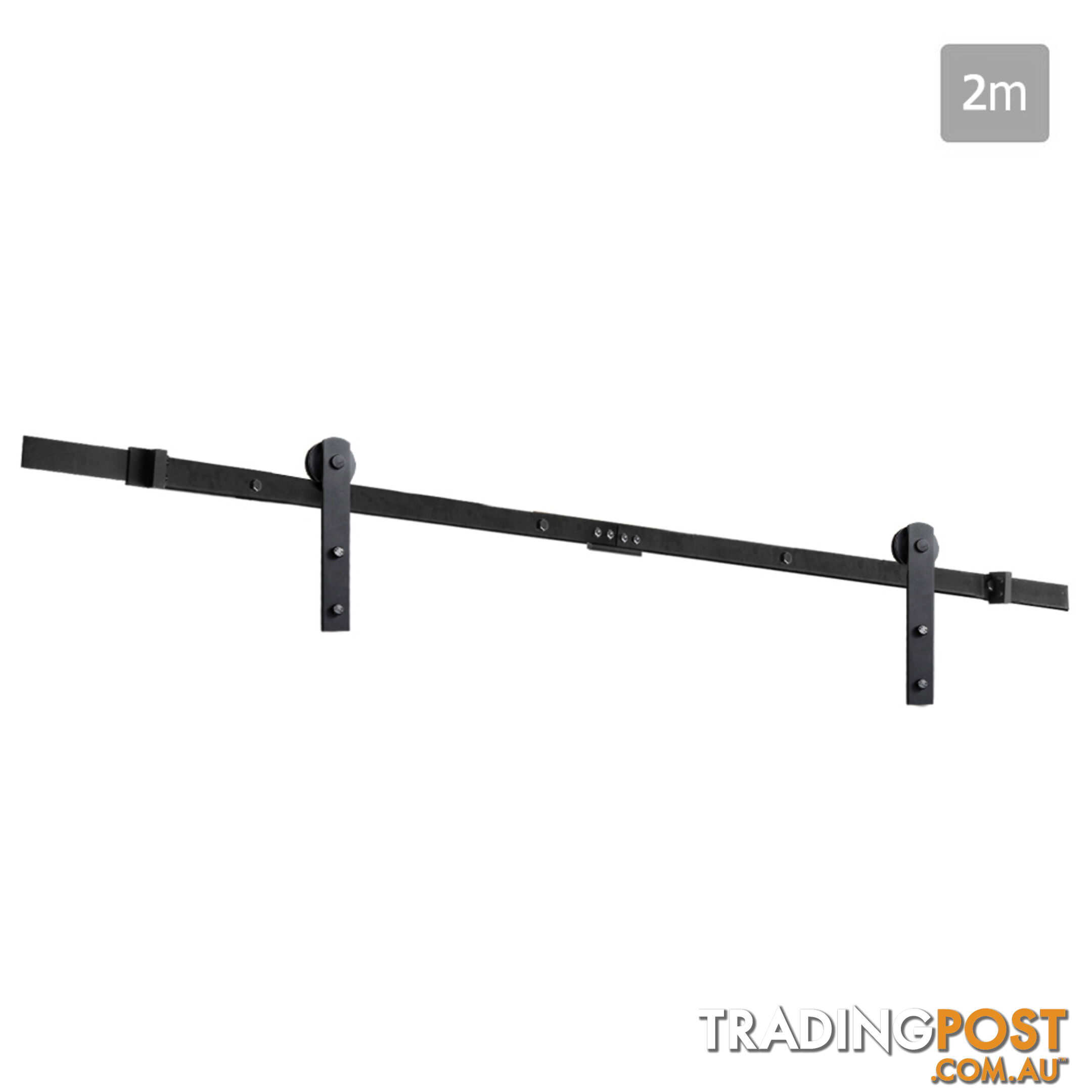 Sliding Barn Door Hardware Track Set Matte Powder Coat Steel Black - 2M