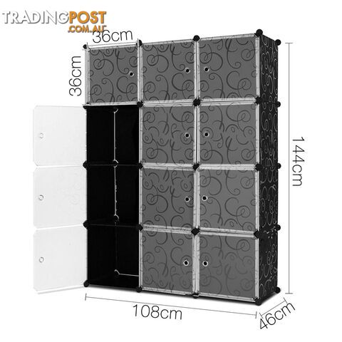 12 Cube Storage Cabinet with Hanging Bar - Black - photo 2 of 9