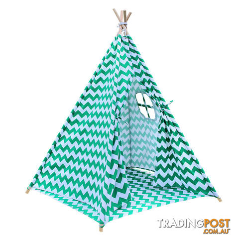 4 Poles Teepee Tent w/ Storage Bag Green