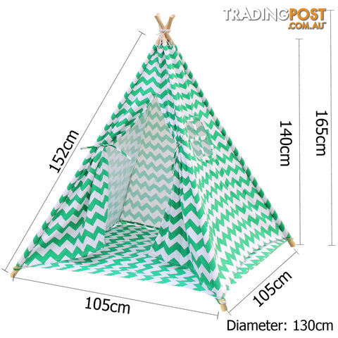 4 Poles Teepee Tent w/ Storage Bag Green