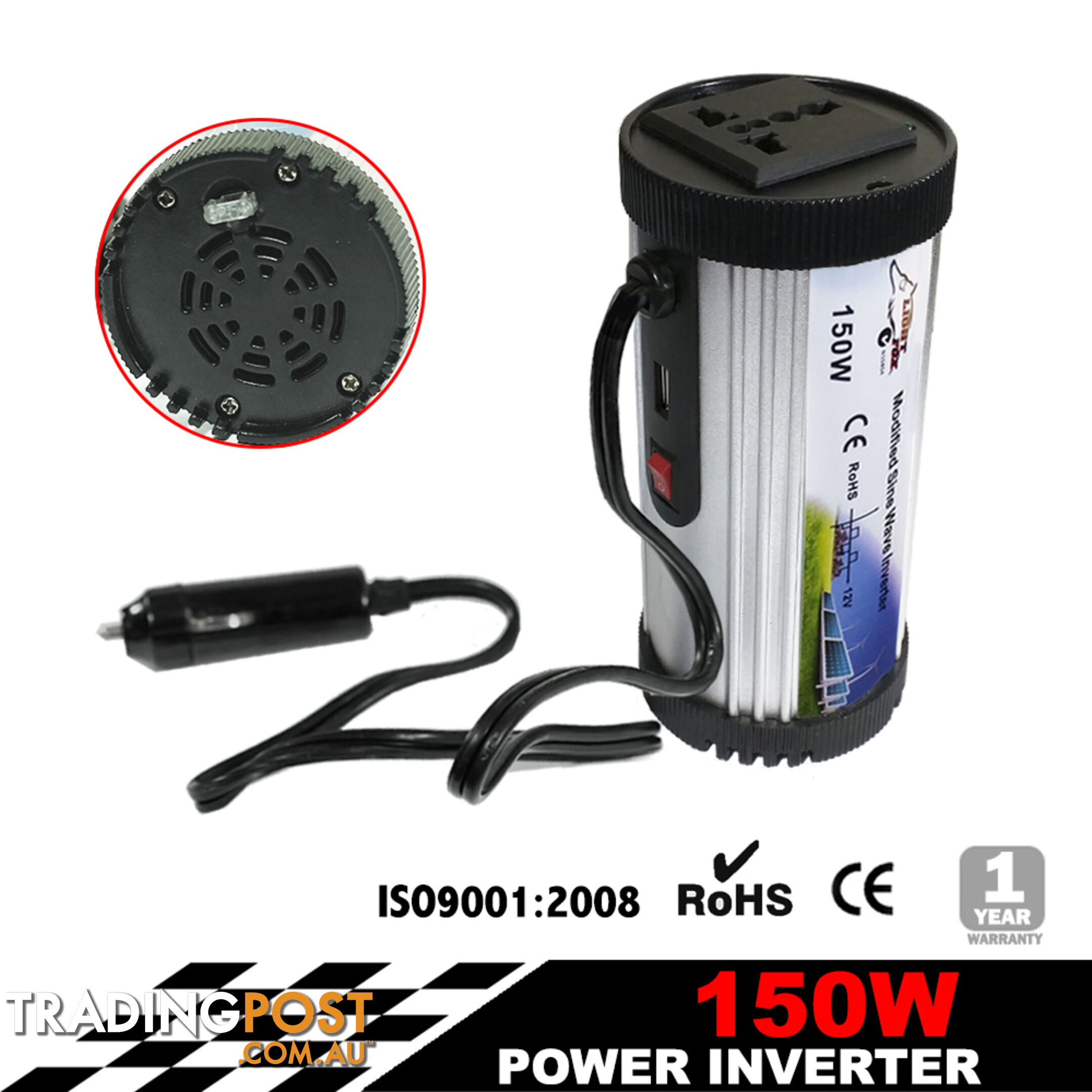 150W Power Inverter Max 300W 12-240V Sine Wave USB Laptop Charger Camp Boat