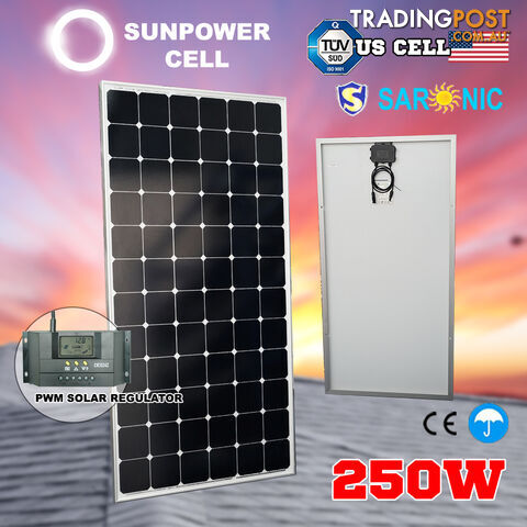 12V 250W Solar Panel Generator Power Mono Caravan Camping Battery Charging Kit