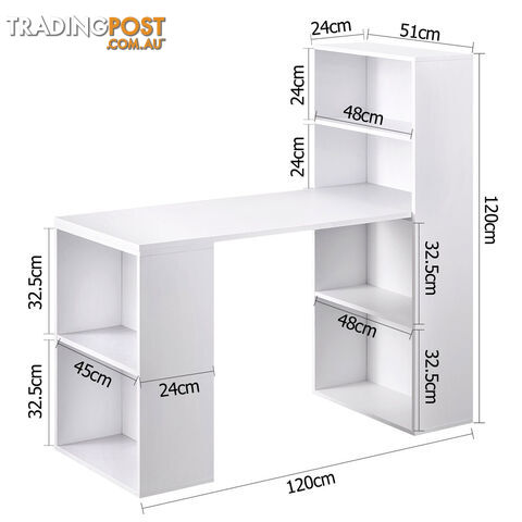 6 Storage Shelf Office Computer Desk White - photo 2 of 8