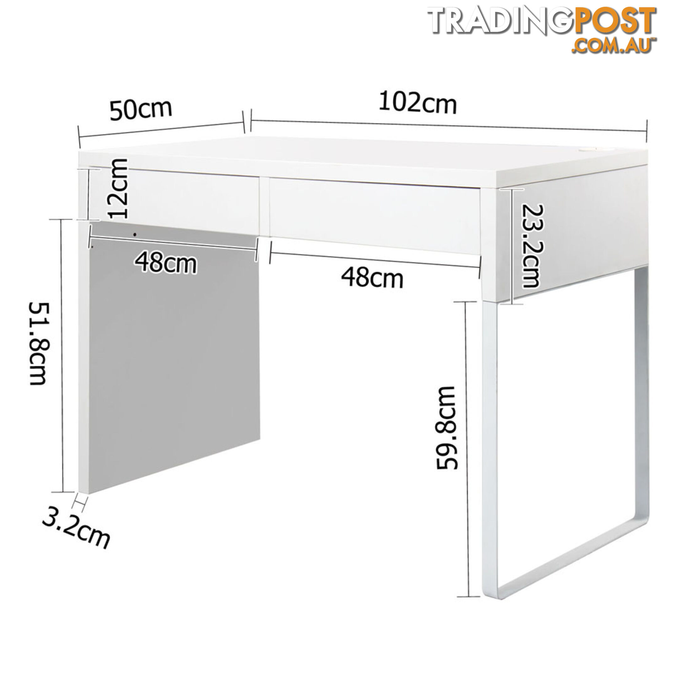 Office Computer Desk Table w/ Drawers White