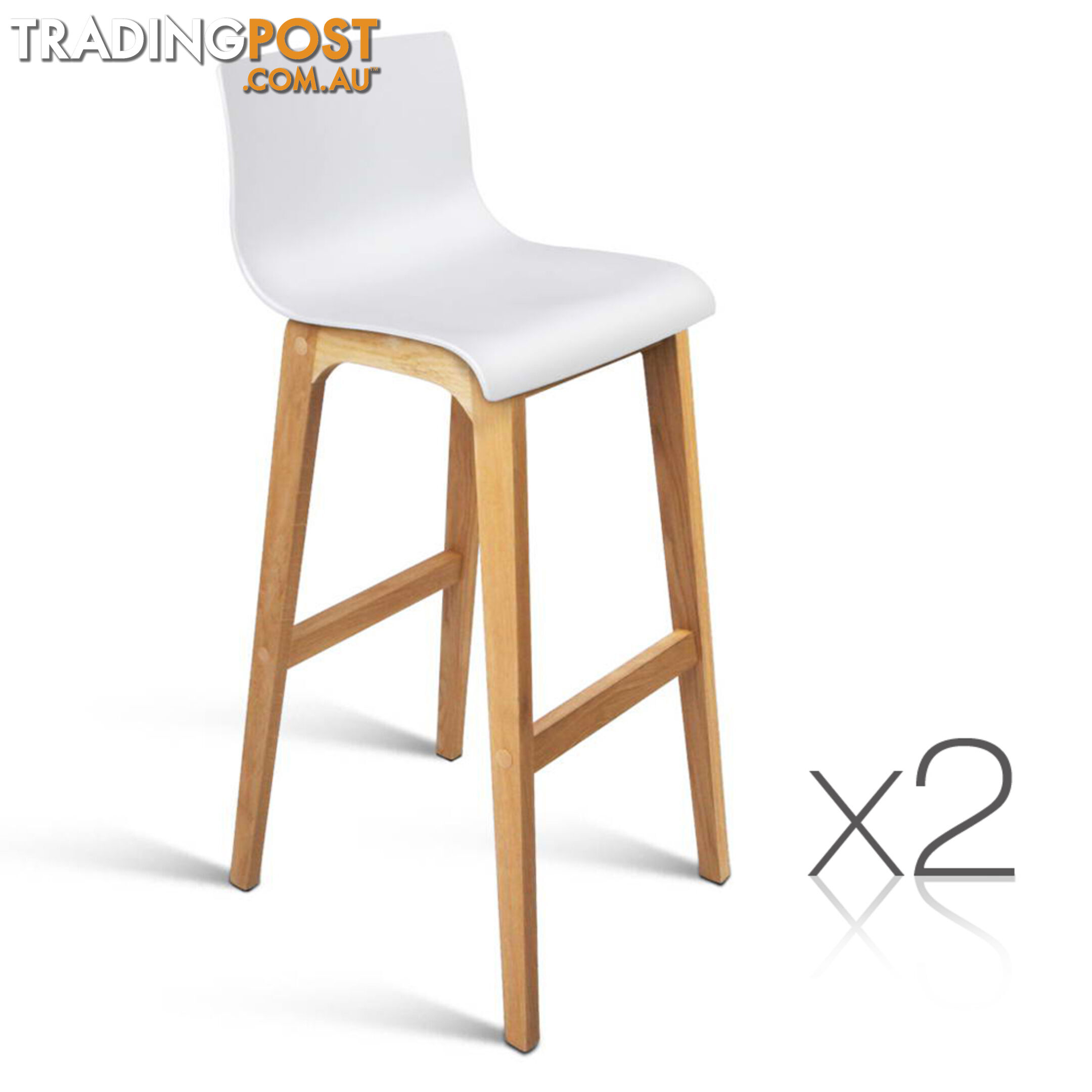 Set of 2 High Seat Back Barstools White