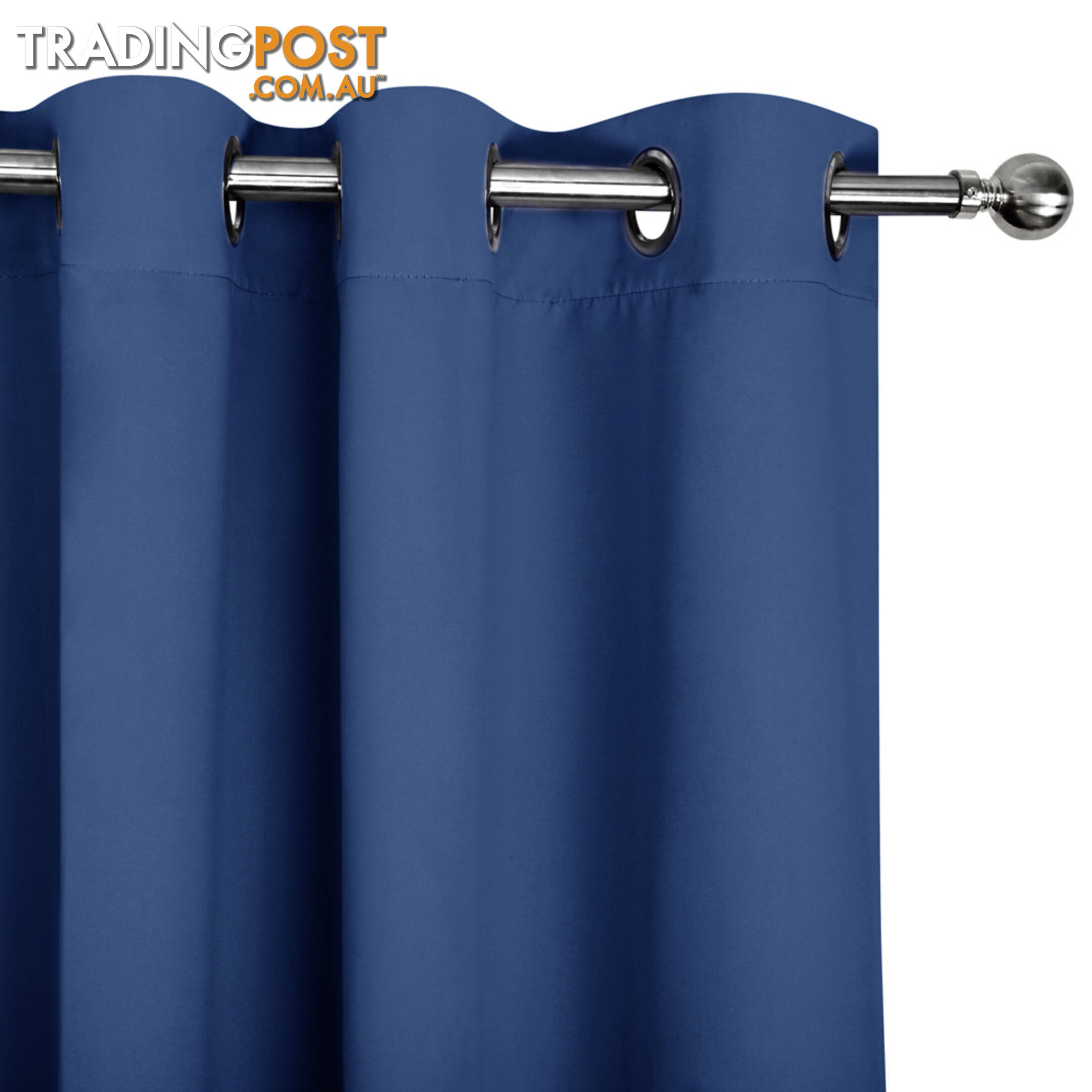 ArtQueen 3 Pass Eyelet Blockout Curtain Navy 180cm