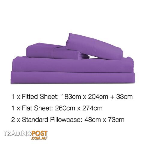 4 Piece Microfibre Sheet Set King _ÑÐ Purple