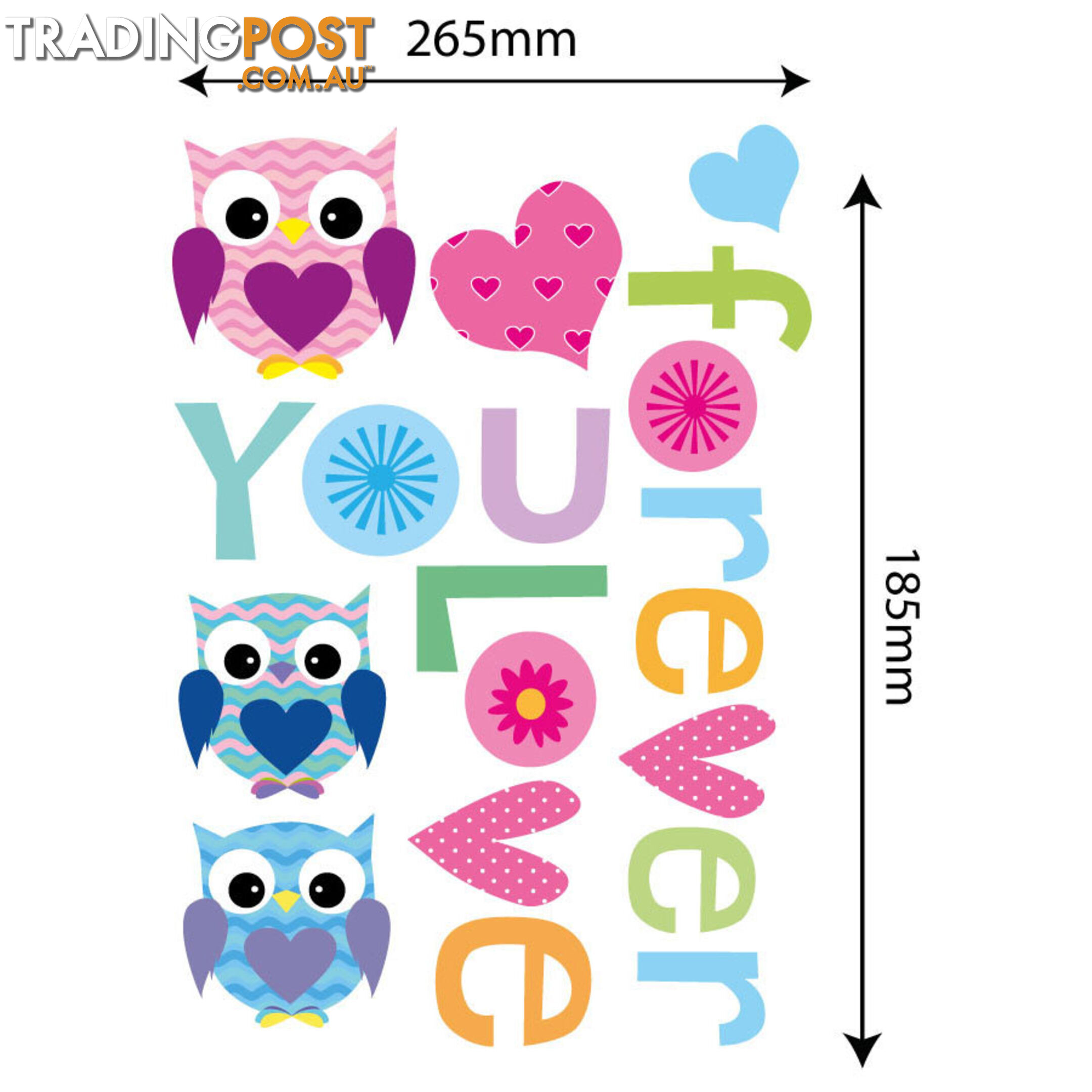 Medium Size Love Forever Owls Wall Sticker - Totally Movable