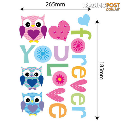 Medium Size Love Forever Owls Wall Sticker - Totally Movable