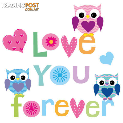 Medium Size Love Forever Owls Wall Sticker - Totally Movable