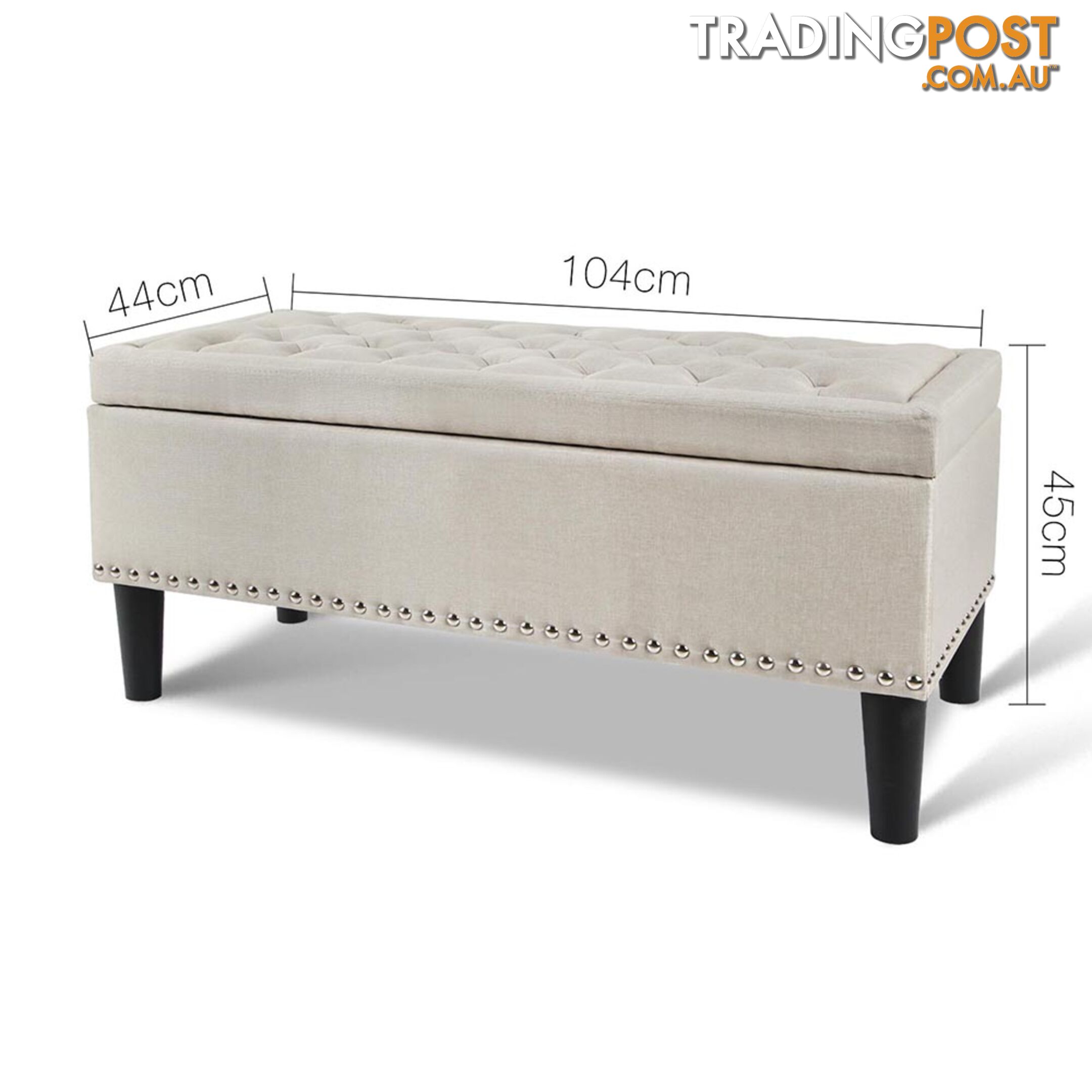 Linen Fabric Storage Ottoman with Studs _ÑÐ Taupe