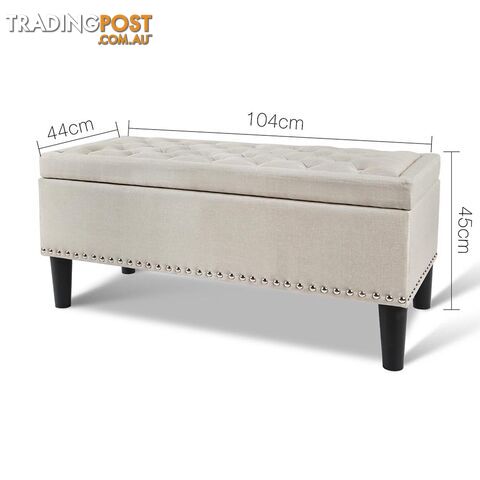 Linen Fabric Storage Ottoman with Studs _ÑÐ Taupe