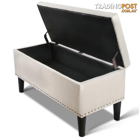 Linen Fabric Storage Ottoman with Studs _ÑÐ Taupe