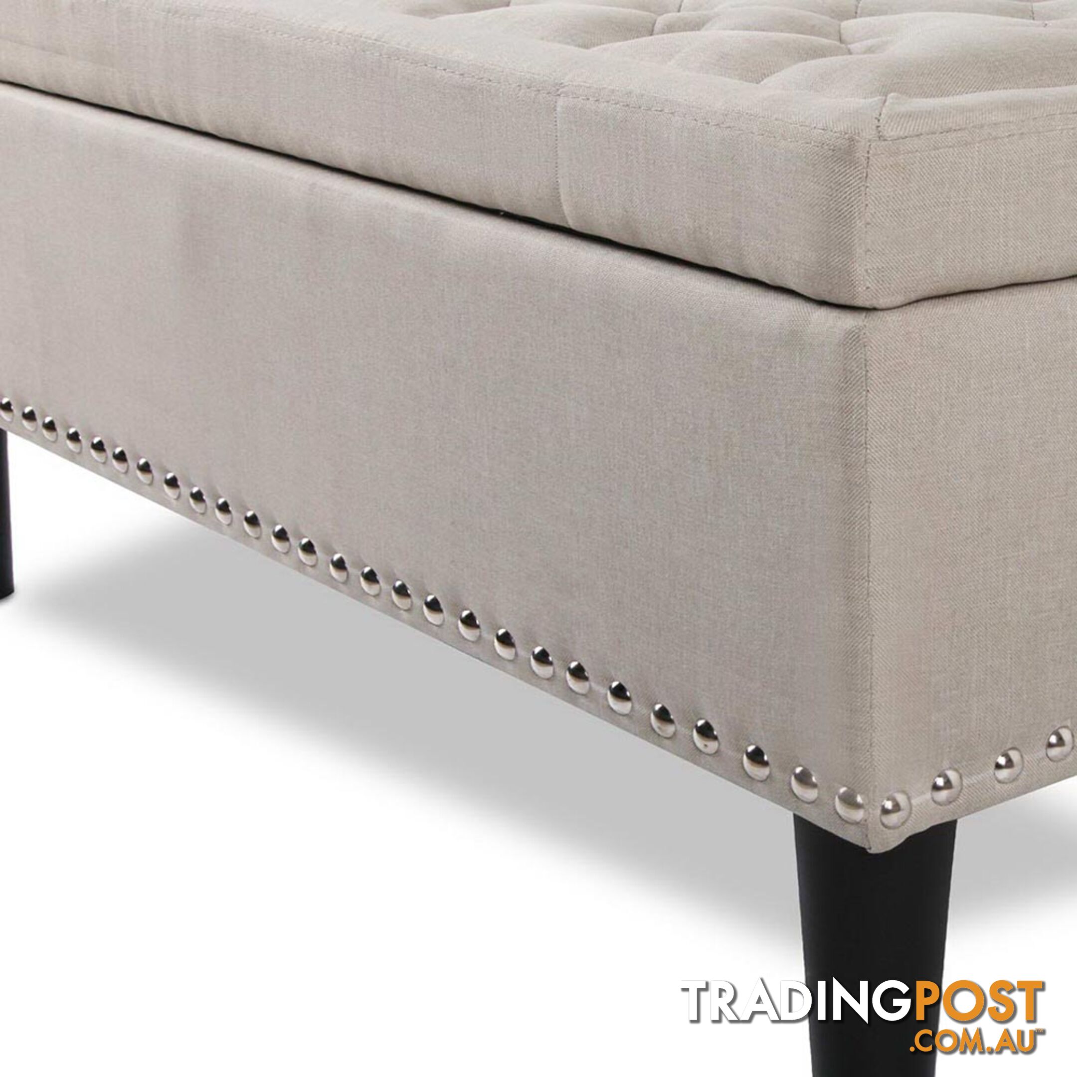 Linen Fabric Storage Ottoman with Studs _ÑÐ Taupe