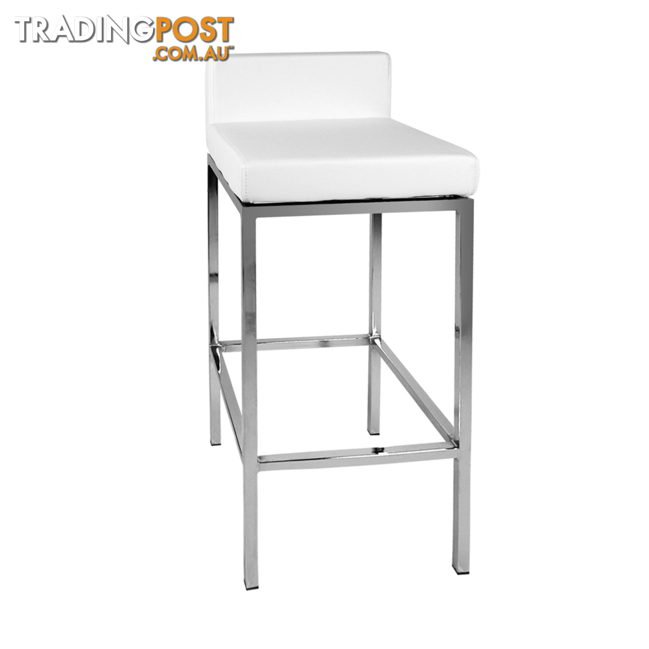 Set of 2 PU Leather Kitchen Bar Stool White