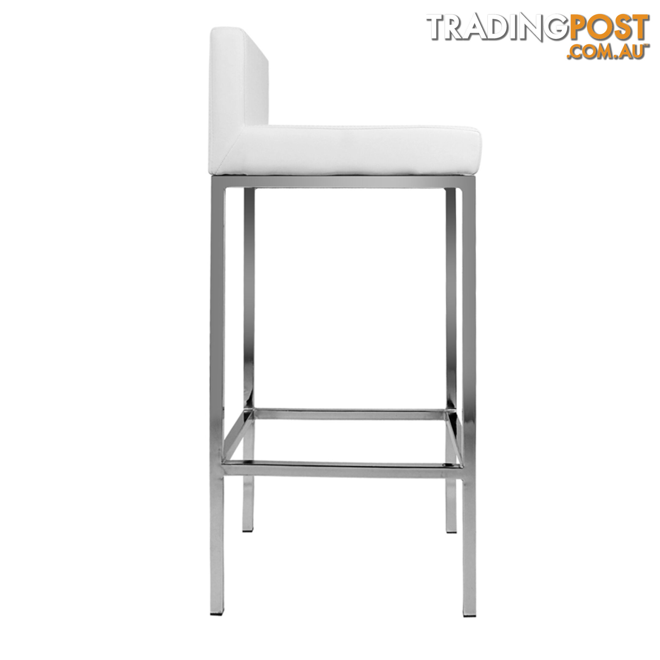 Set of 2 PU Leather Kitchen Bar Stool White