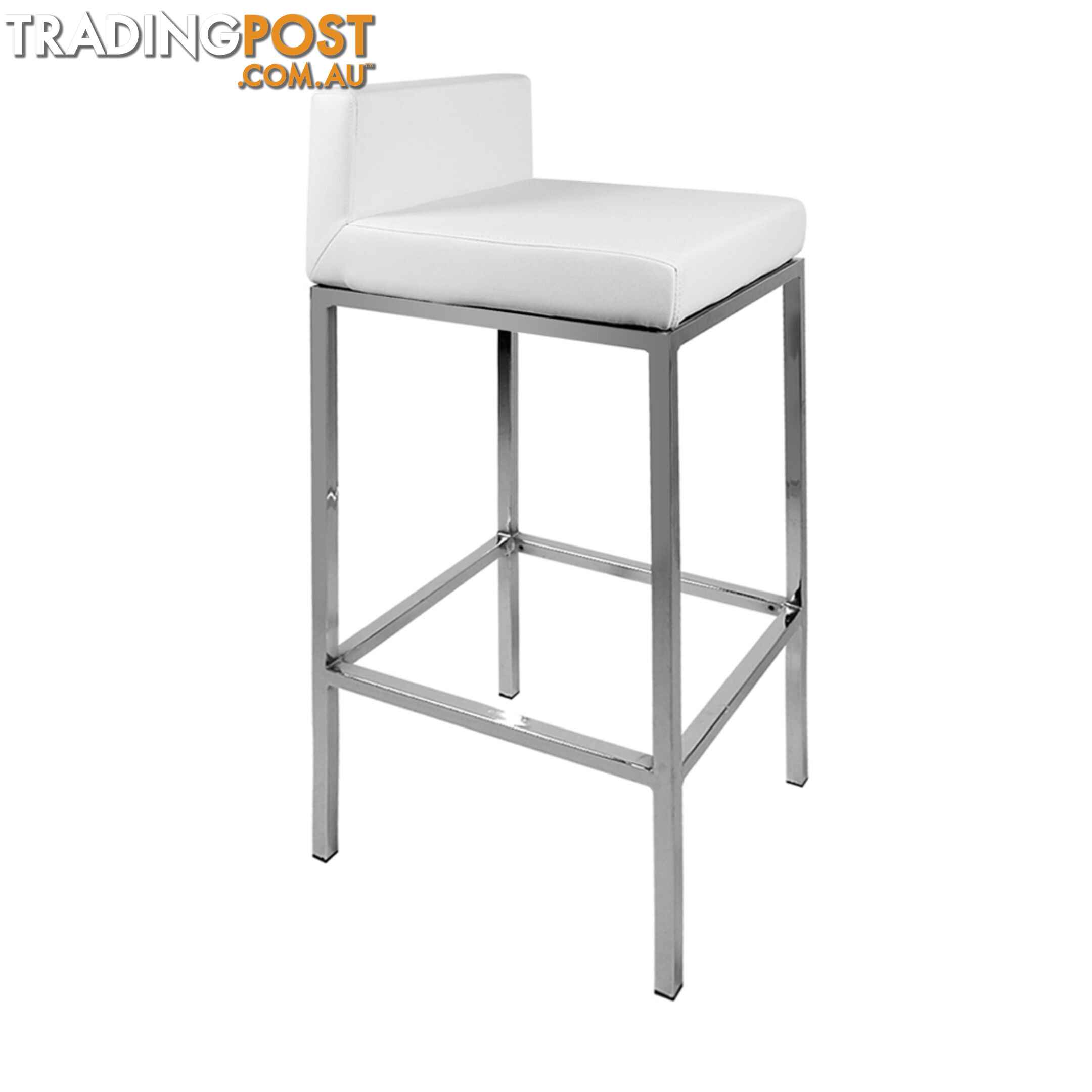 Set of 2 PU Leather Kitchen Bar Stool White