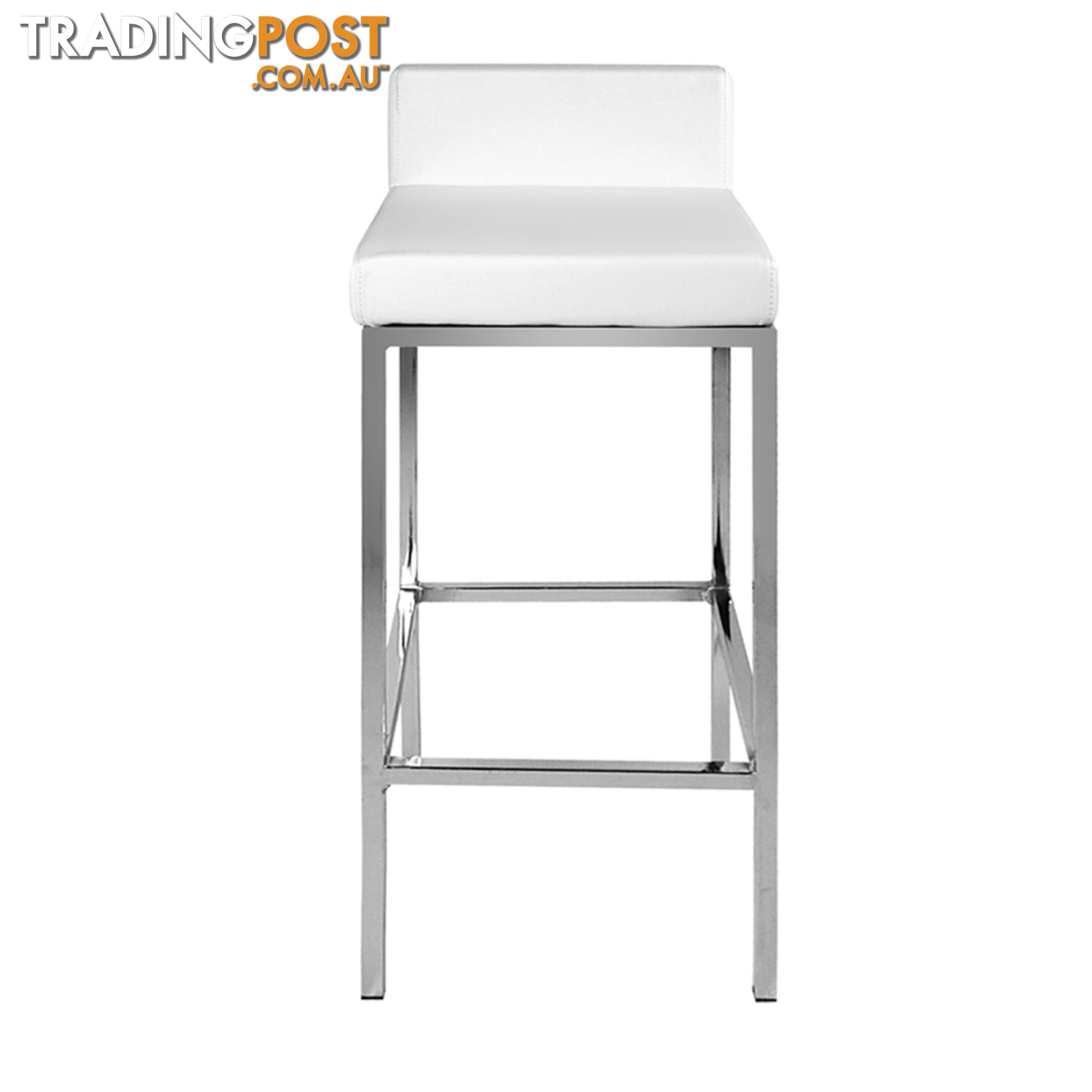 Set of 2 PU Leather Kitchen Bar Stool White