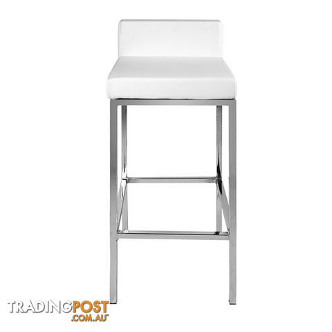 Set of 2 PU Leather Kitchen Bar Stool White