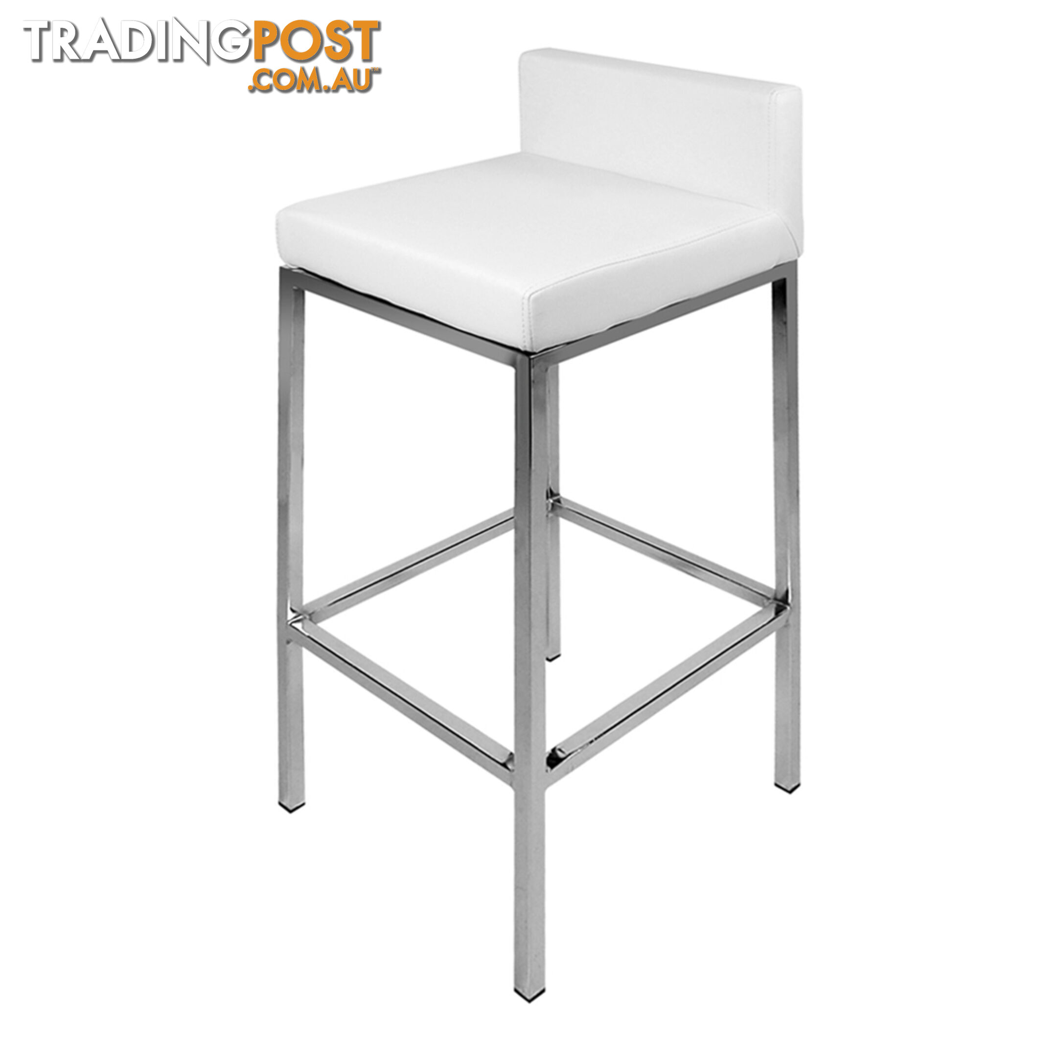 Set of 2 PU Leather Kitchen Bar Stool White