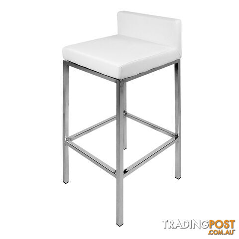 Set of 2 PU Leather Kitchen Bar Stool White