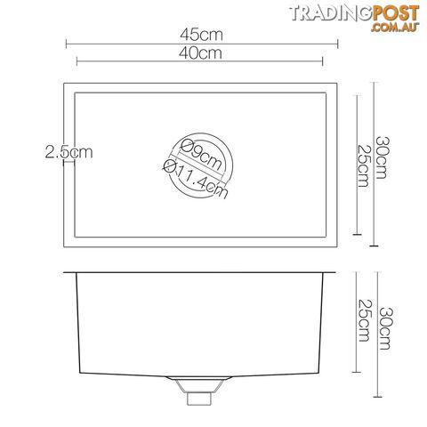 Stainless Steel Kitchen Laundry Sink with Strainer Waste 450 x 300mm