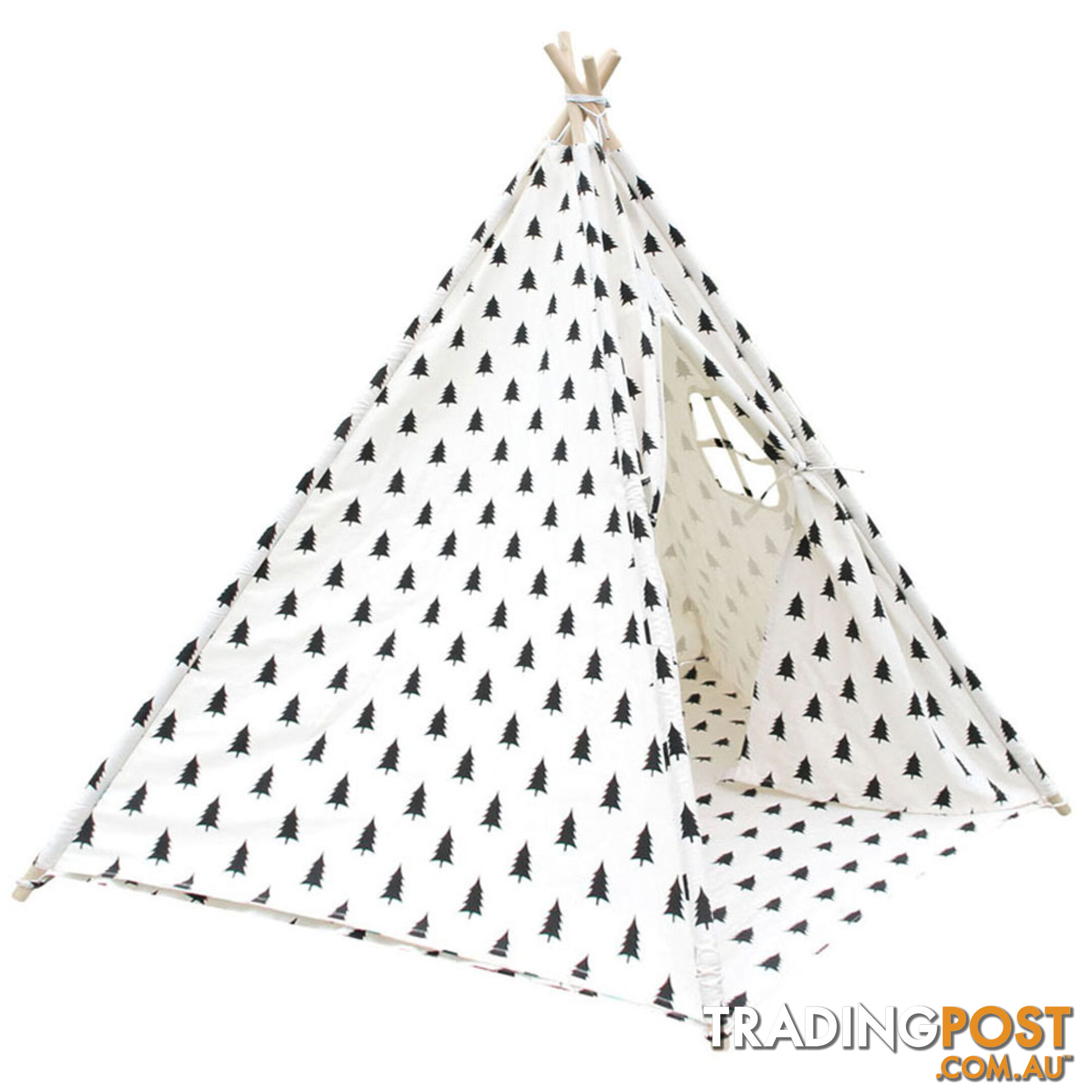 5 Poles Teepee Tent w/ Storage Bag Black White