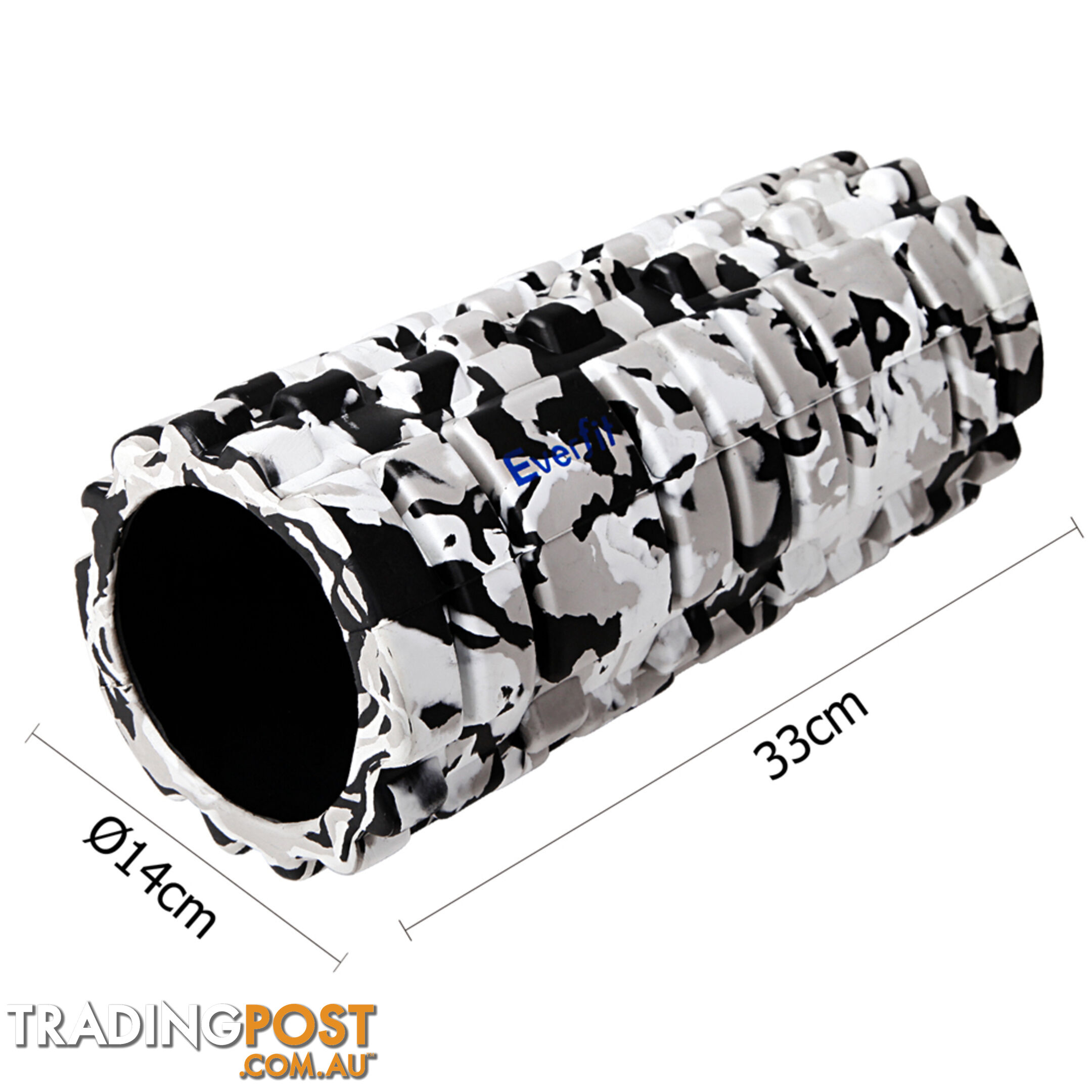 Yoga Gym Pilates EVA Stick Foam Roller Grey 33 x 14cm