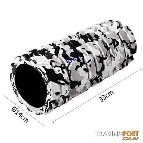 Yoga Gym Pilates EVA Stick Foam Roller Grey 33 x 14cm