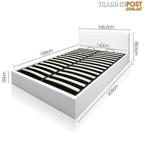 Deluxe Gas Lift PU Leather Storage Bed Frame Double White - photo 2 of 9
