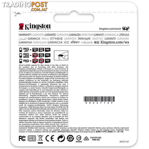 KINGSTON SDC10G2/128GBFR 128GB microSDXC Class 10 UHS-I upto 45MB/s with SD adaptor - photo 5 of 5