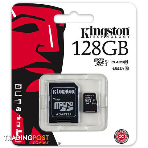 KINGSTON SDC10G2/128GBFR 128GB microSDXC Class 10 UHS-I upto 45MB/s with SD adaptor - photo 3 of 5