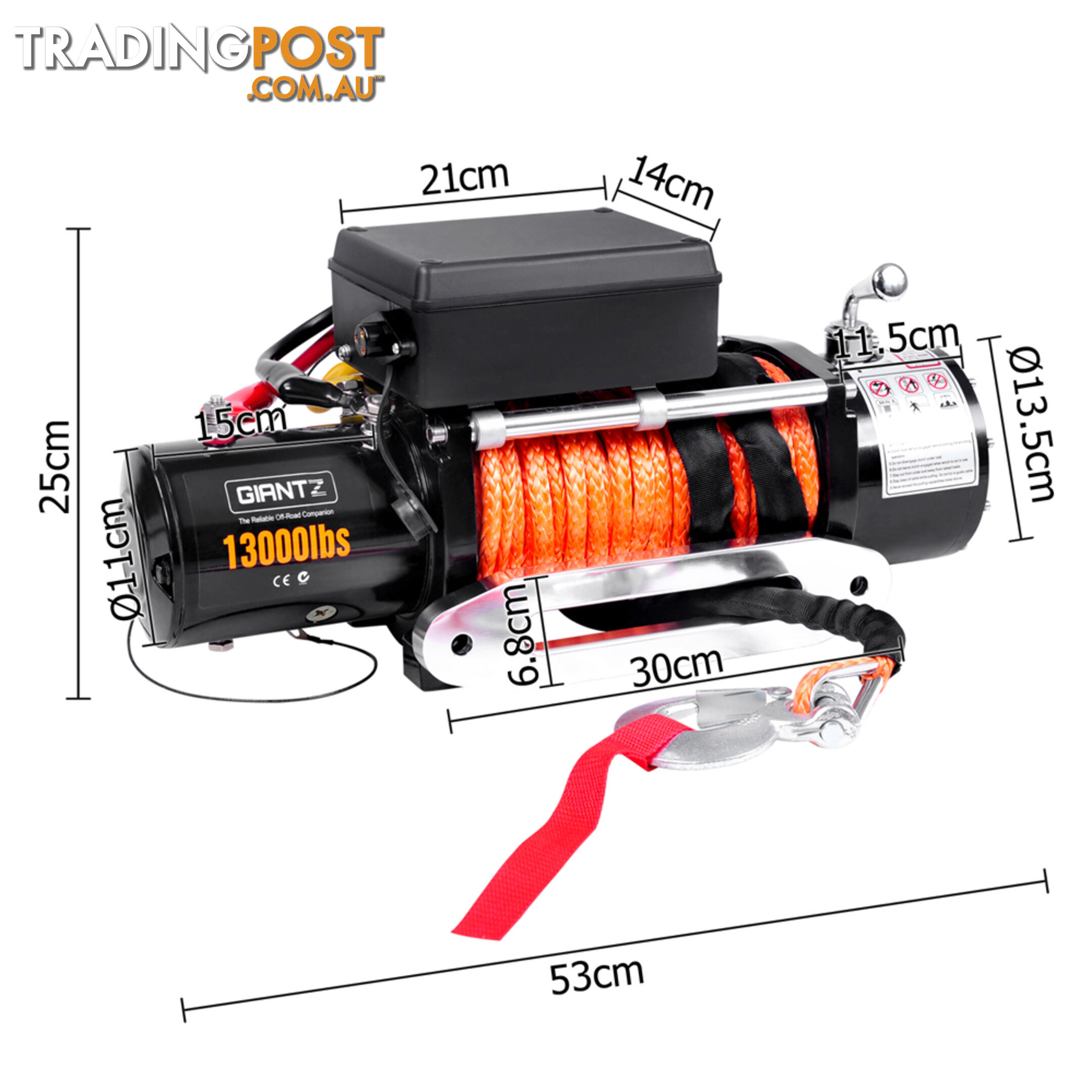 12V 13000 LBS Wireless Synthetic Rope Electric Winch