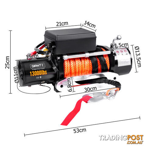 12V 13000 LBS Wireless Synthetic Rope Electric Winch