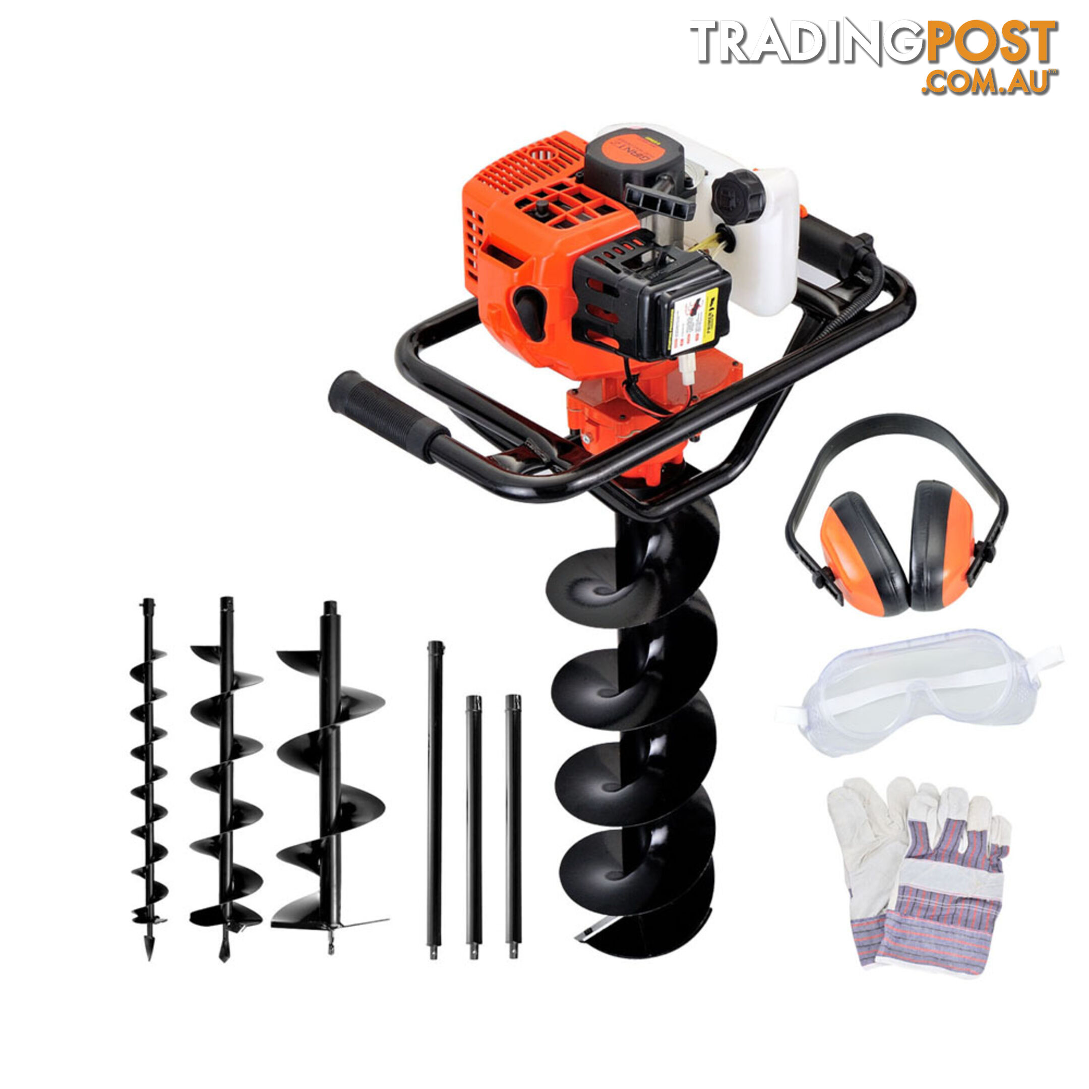 88cc Petrol Post Hole Digger Earth Auger Drill Kit Set