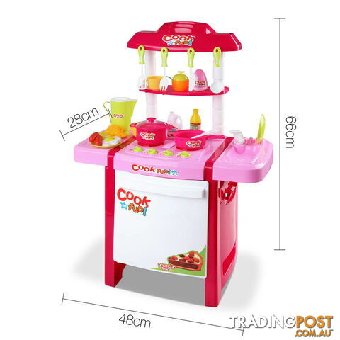 Kids Play Set Little Chef Kitchen 25 Piece - Pink